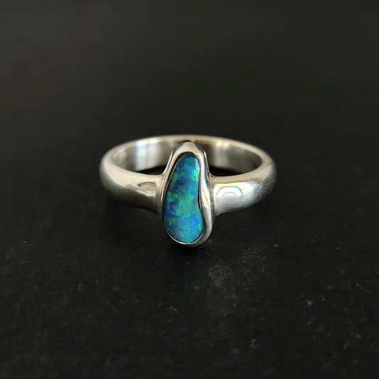 Kutampi Ring Bali Silver 925 Doublet Australian Opal