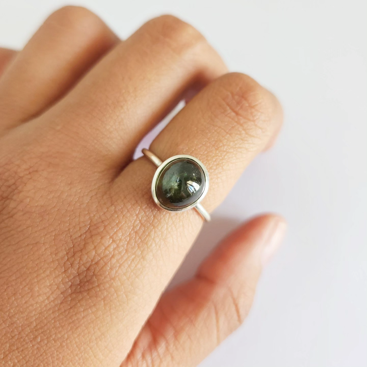 Atharwa Ring Bali Silver 925 Green Sapphire Stone