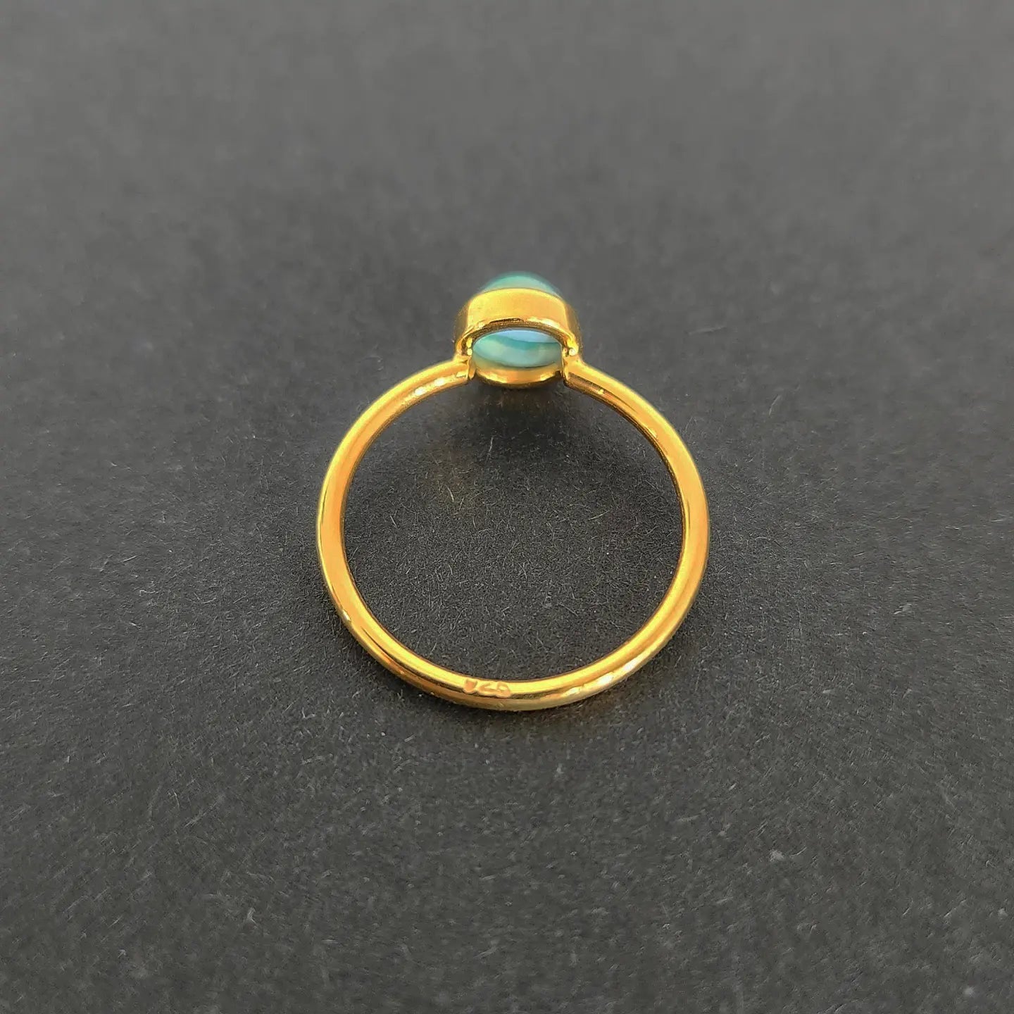 Mangguh Ring Bali Silver 925 Gold Plated Turquoise Stone