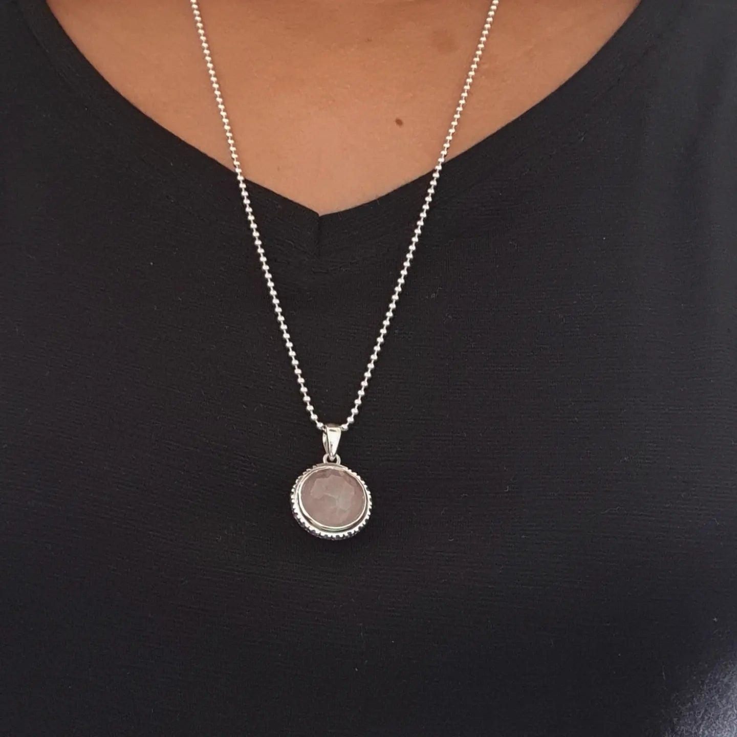 Maudrey Necklace Bali Silver 925 Rose Quartz And Amethyst Stones