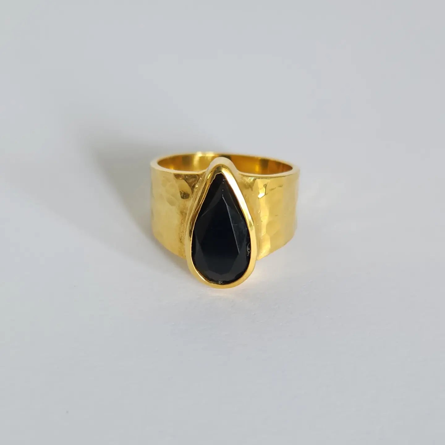 Mengani Ring Bali Silver 925 Gold Plated Black Onyx Stone