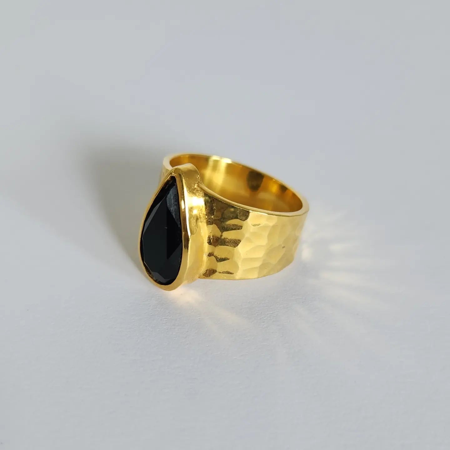 Mengani Ring Bali Silver 925 Gold Plated Black Onyx Stone