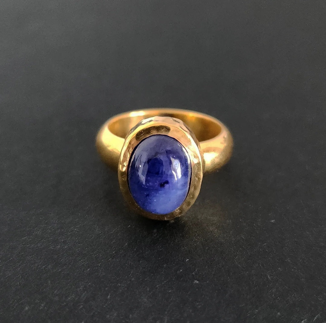 Otonan Ring Bali Silver 925 Blue Gold Plated Sapphire Stone