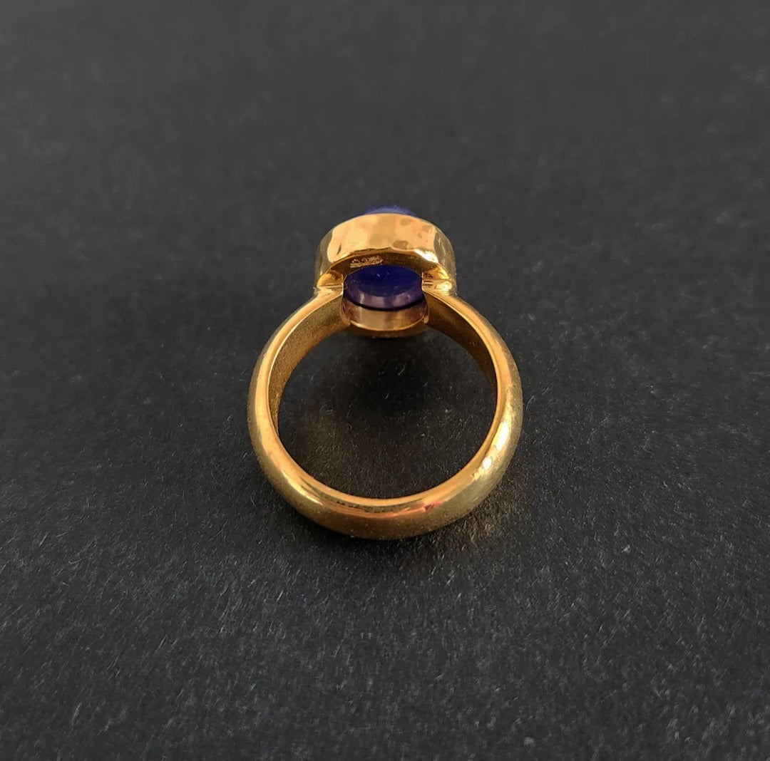 Otonan Ring Bali Silver 925 Blue Gold Plated Sapphire Stone